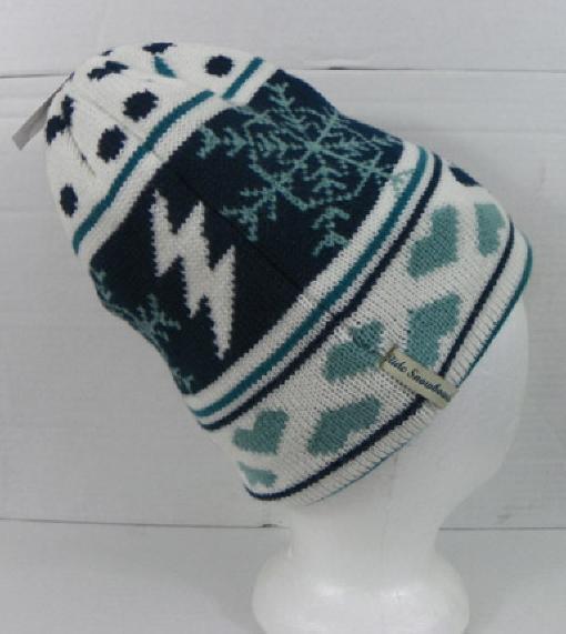 Ride Snowboard Pattern Reversible Women's Beanie Cream