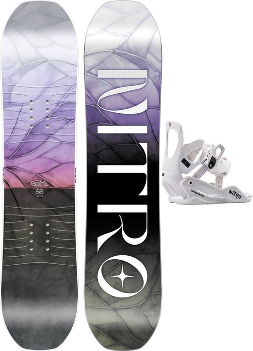 Nitro Spirit Girls Snowboard 86 cm with Charger Micro Bindings XS White New 2027