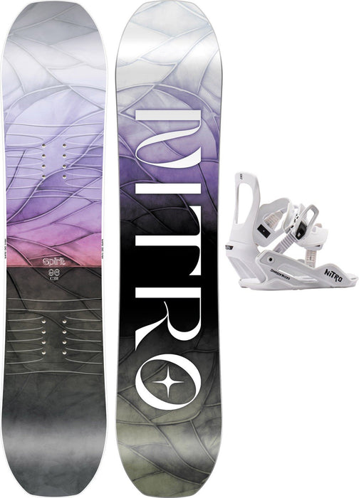 Nitro Spirit Girls Snowboard 96 cm with Charger Micro Bindings XS White New 2027