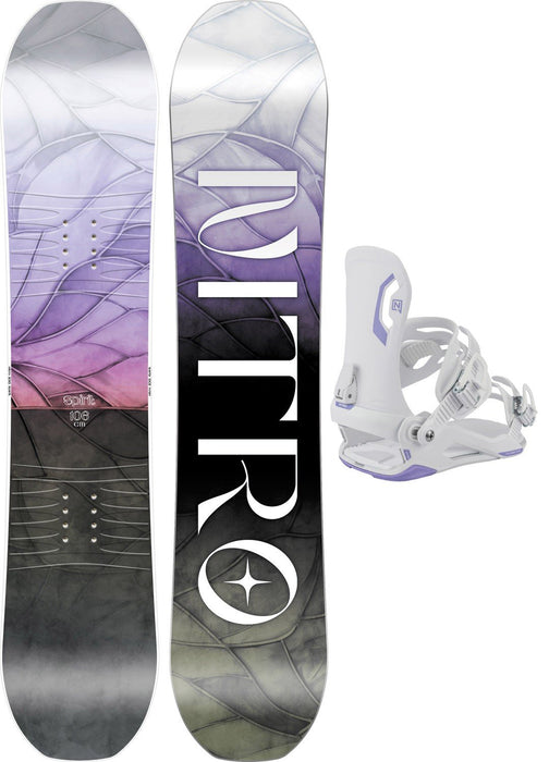 Nitro Spirit Girls Snowboard 106 cm with Charger Mini Bindings White New 2027