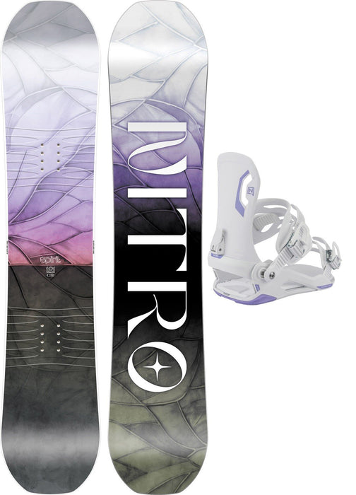 Nitro Spirit Girls Snowboard 121 cm with Charger Mini Bindings White New 2027