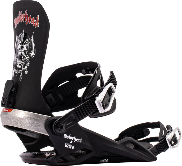 Nitro One Snowboard Bindings Men's Medium (US 7-10.5) Nitro x Motorhead New 2027