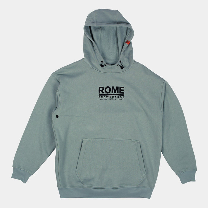 Rome Snowboard Riding Hoodie, Windproof Pullover, Men's Medium, Slate Gray Green