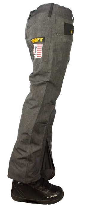 Technine Niner Denim Shell Snowboard Pants, Men's Large, Black Denim New