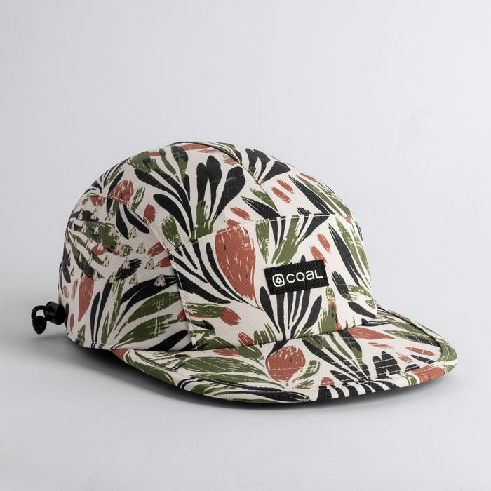 Coal The Provo Cap UPF Tech 5 Panel Camp Hat, Adjustable Fit, Hand Floral Khaki