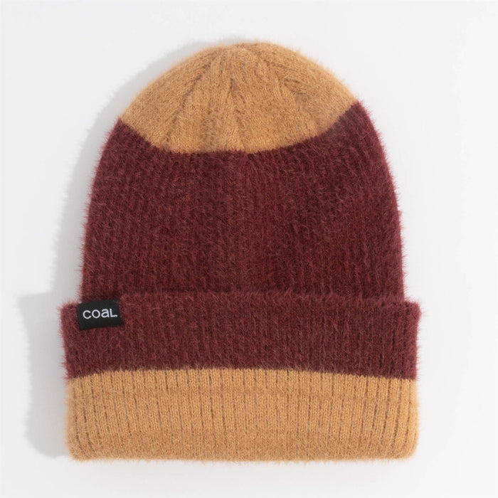 Coal The Pearl Fuzzy Knit Tall Beanie Unisex OSFM Burgundy Light Brown New