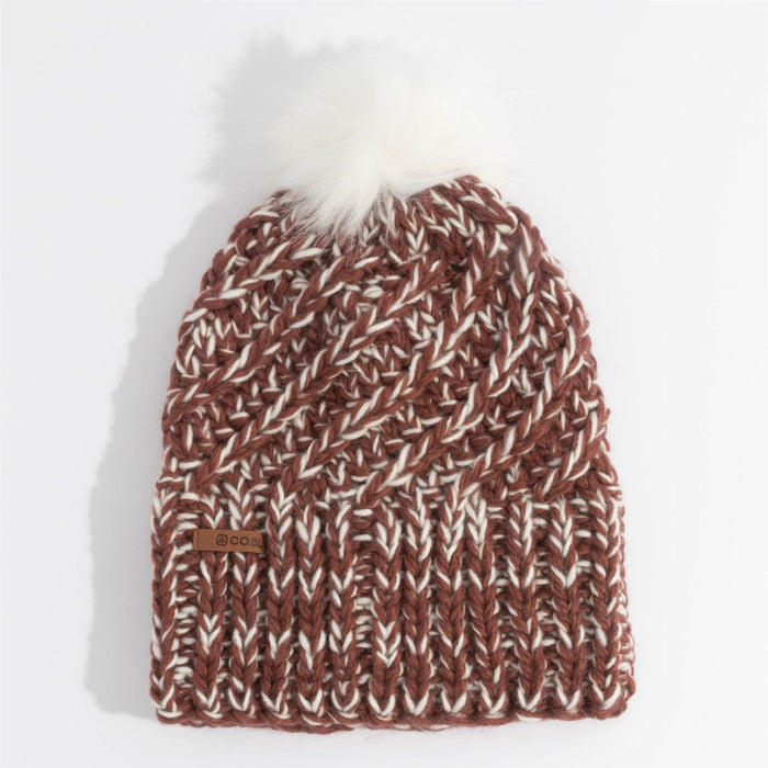 Coal The Maizy Tall Length Faux Fur Pom Beanie OSFM Burgundy Speckle New