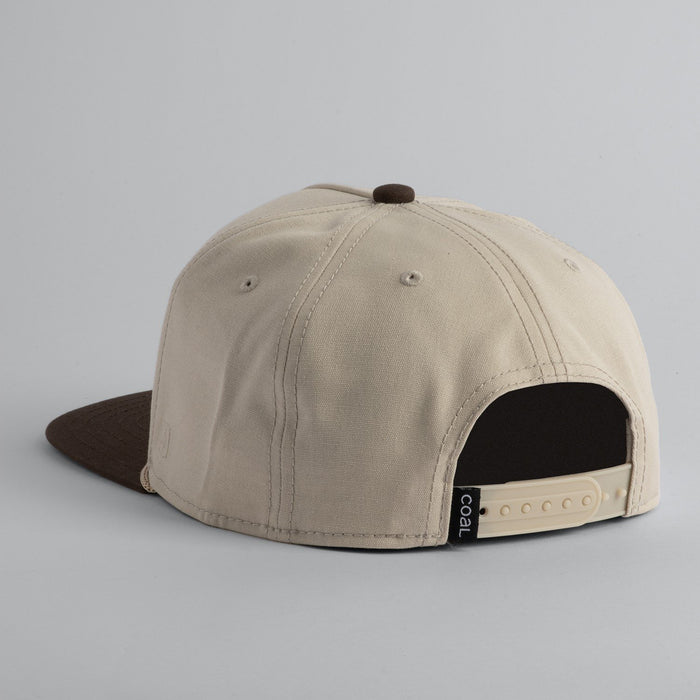 Coal The Uniform Cap 6 Panel Mid Crown Flat Brim Snapback Hat, Khaki / Brown New