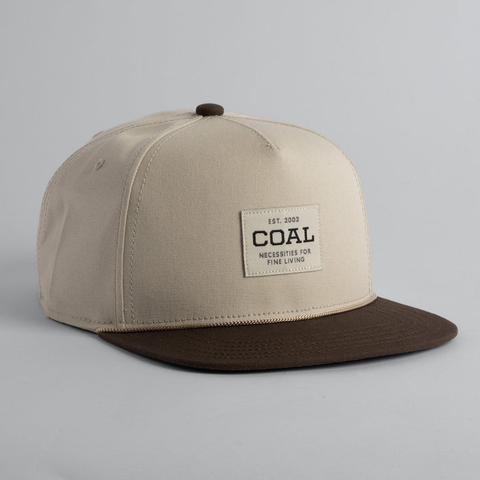 Coal The Uniform Cap 6 Panel Mid Crown Flat Brim Snapback Hat, Khaki / Brown New
