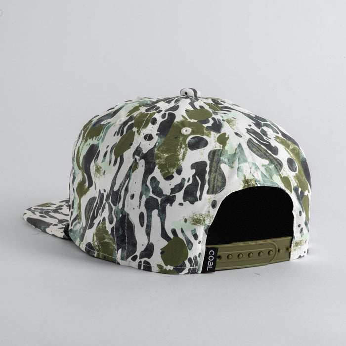 Coal The Pontoon Cap 5 Panel Roomy Flat Brim Snapback Hat, Olive Camo New