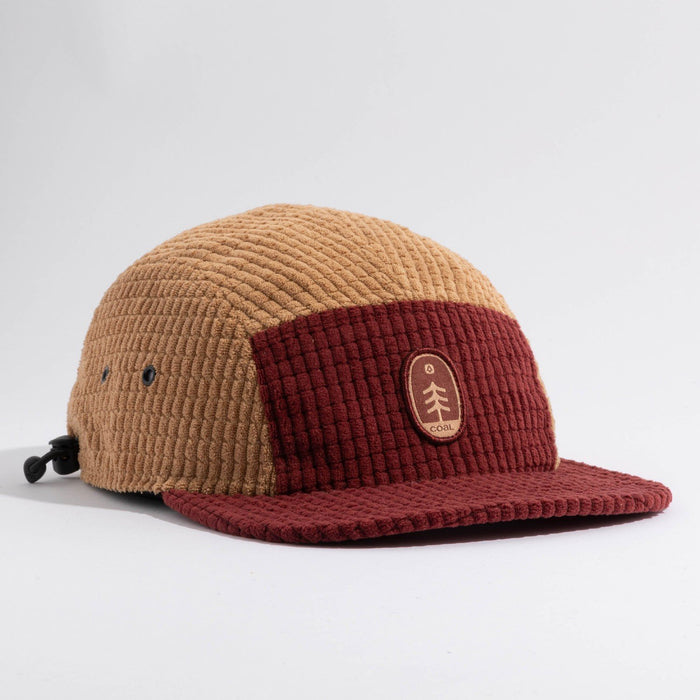 Coal The Canyon Fleece 5 Panel Cap Thermal Camp Hat, Adjustable Burgundy / Brown