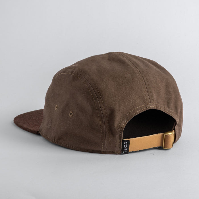 Coal The Prospect Cap Roomy Flat Brim Adjustble Strap 5 Panel Camp Hat Brown New