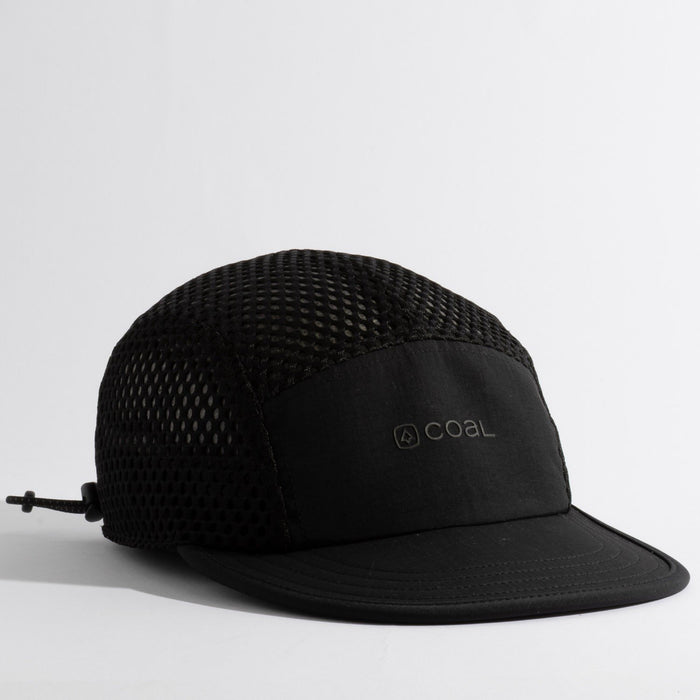 Coal The Provo Mesh Breathable 5 Panel Cap Camp Hat, Adjustable Solid Black New
