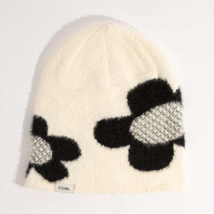 Coal The Pearl Skull Fuzzy Knit Mid Length Beanie Unisex OSFM Bone Floral New