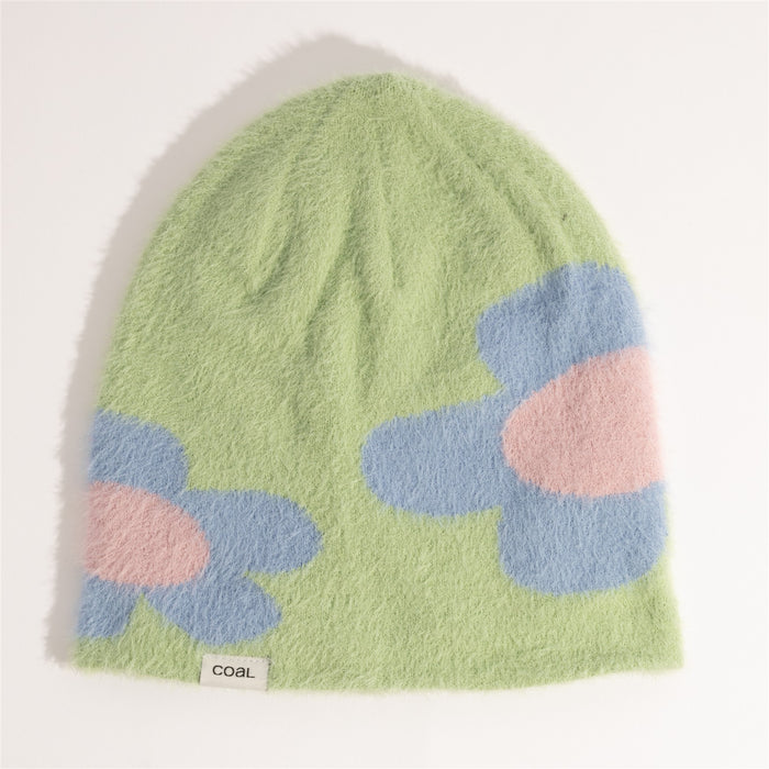 Coal The Pearl Skull Fuzzy Mid Length Beanie Unisex OSFM Periwinkle Floral New