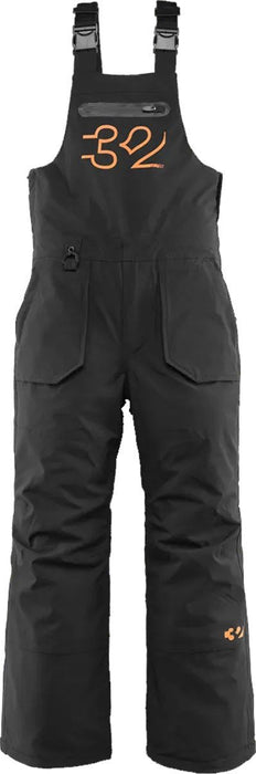 Thirtytwo Youth Basement Bib Shell Snowboard Pants, Kid's Large Black Orange New