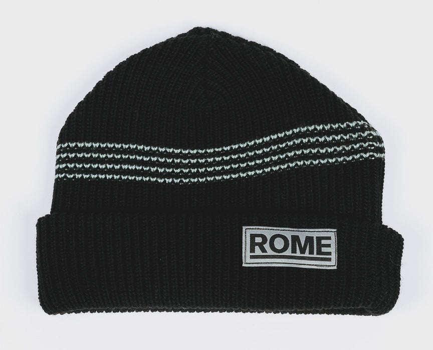 Rome Logo Beanie, Acrylic Cuff Beanie, One Size Fits Most, Black New