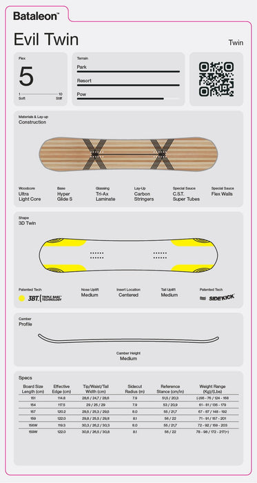 Bataleon Evil Twin Men's Snowboard 159 cm Twin Park New 2027