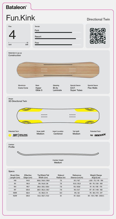 Bataleon FunKink Men's Directional Twin Snowboard 157 cm New 2027