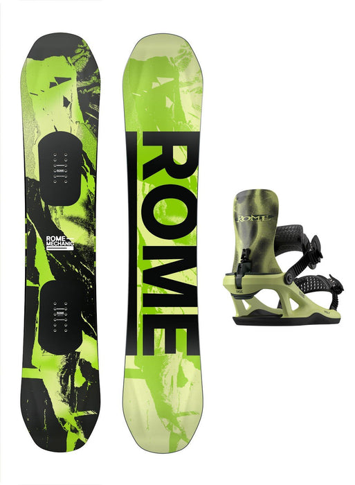 Rome Mechanic Men's Snowboard 147 cm with Rome Volt FASE Bindings Acid New 2027
