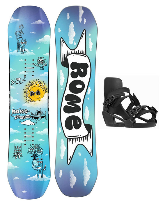 Rome Minishred Kids Snowboard 110 cm with Small (2K-5K) Minishred Bindings 2027