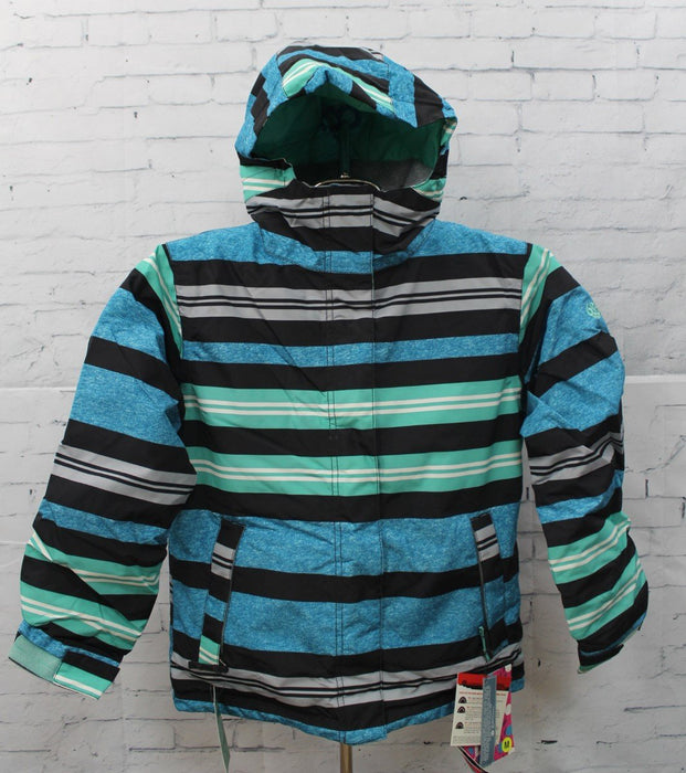 686 Youth Girls Mannual Heather Insulated Snowboard Jacket Medium Mint Stripe