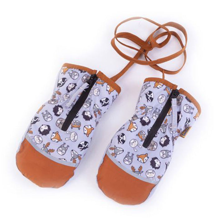 Tutu Youth Light Grey Forest Critters Mitten Gloves Kids 4-6 Years New