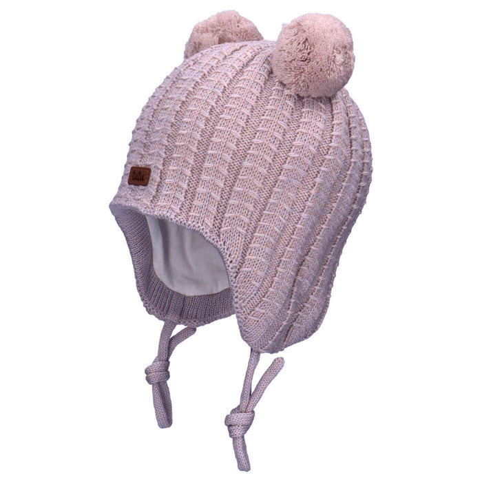 Tutu Infant Merino Wool Beanie Dusty Pink Pompom Ears EU 42-46 New