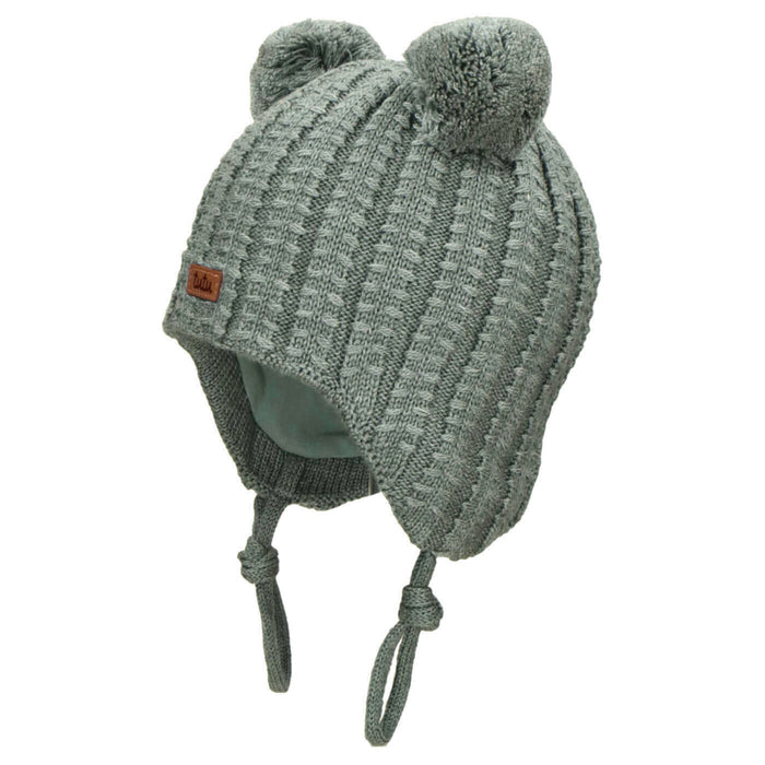 Tutu Infant Merino Wool Beanie Green Pompom Ears EU 42-46 New