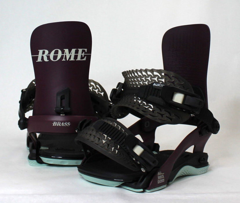 Rome Brass Snowboard Bindings, Small (Women's US 6.5 - 8.5), Plum 2025 Demo