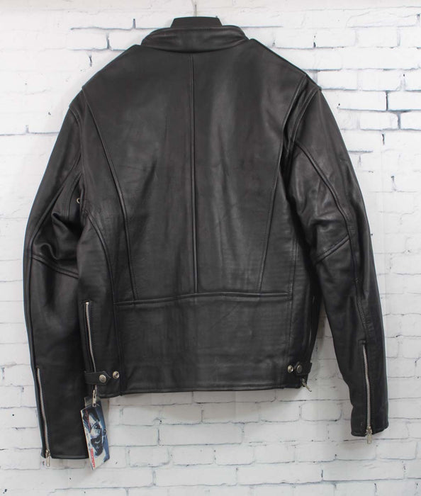 New Texport Mens Hi Compression Leather Motorcycle Biker Jacket 44 / L Black