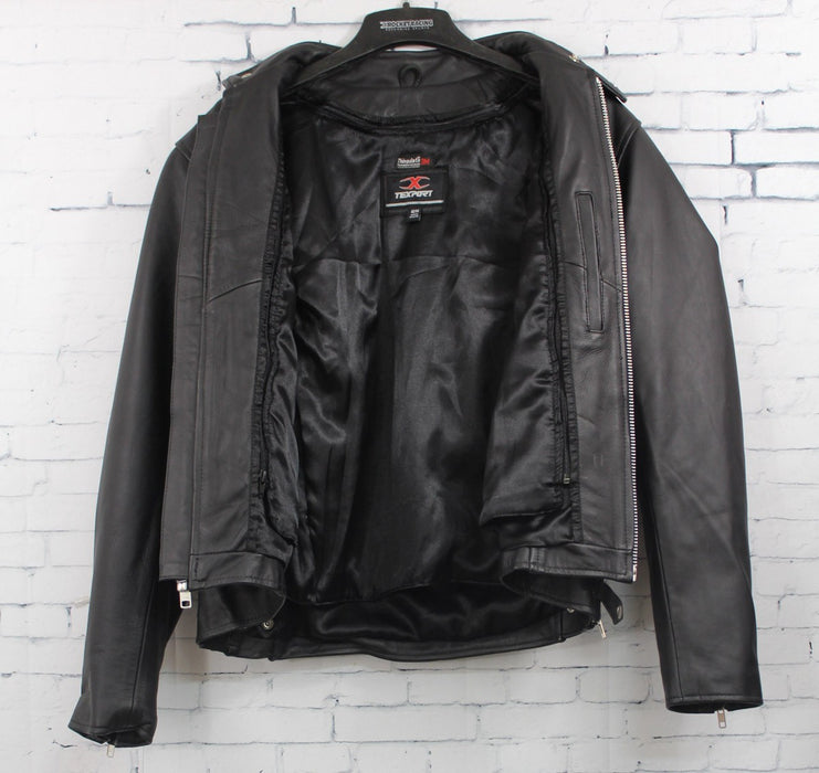 New Texport Mens Hi Compression Leather Motorcycle Biker Jacket 44 / L Black