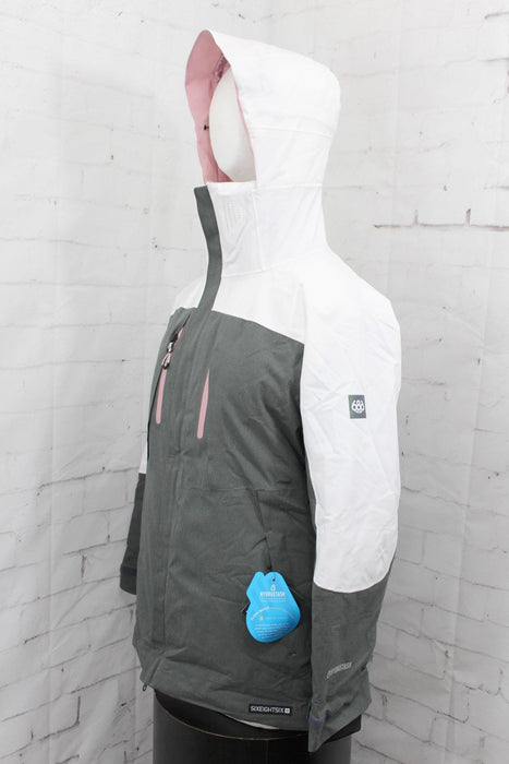 686 GLCR Hydrastash Insulated Snowboard Jacket Womens Small Charcoal / White New