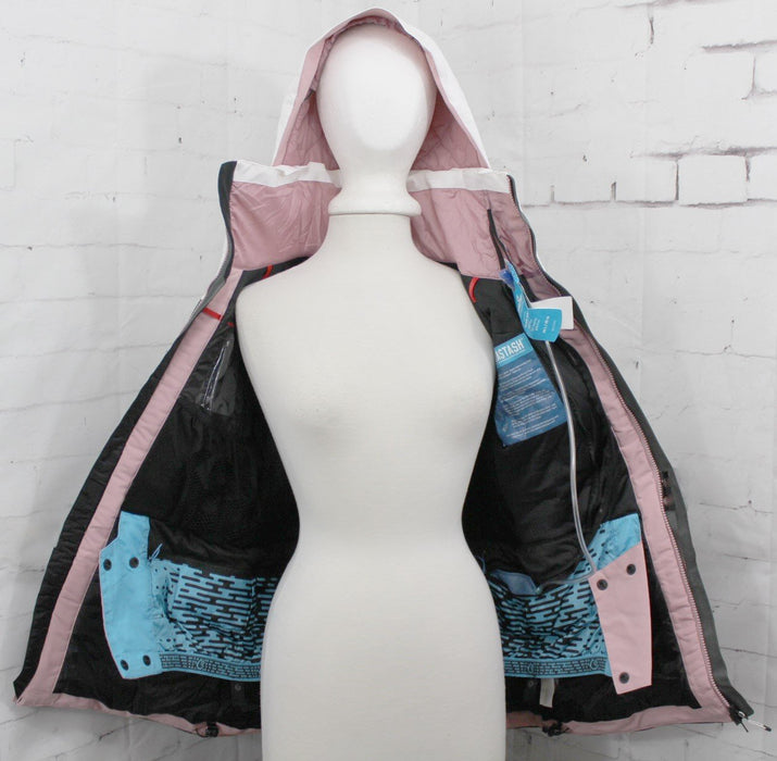 686 GLCR Hydrastash Insulated Snowboard Jacket Womens Small Charcoal / White New