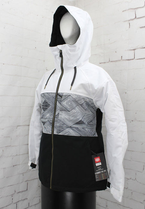 686 Athena Insulated Snow Jacket Women's XS White Geo Colorblock New