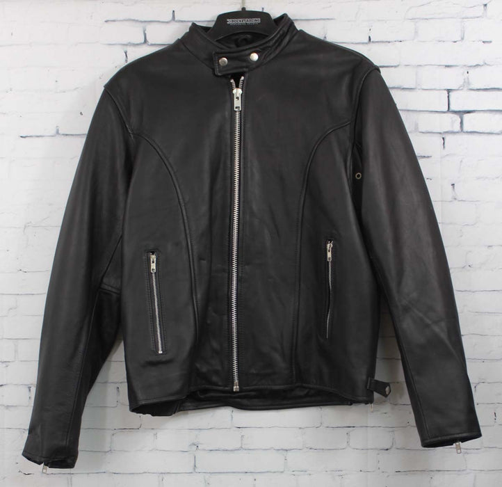 New Texport Mens Hi Compression Leather Motorcycle Biker Jacket 44 / L Black