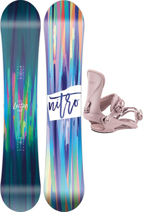 Nitro Lectra Brush Women's Snowboard 142 cm with Cosmic Bindings and Bag New