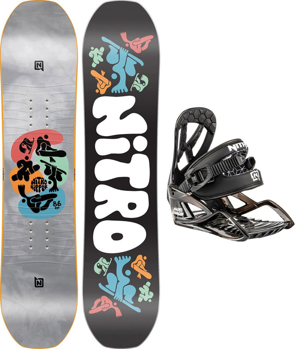 Nitro Ripper Boys Snowboard 86 cm with Micro Charger Bindings XS Black New 2025