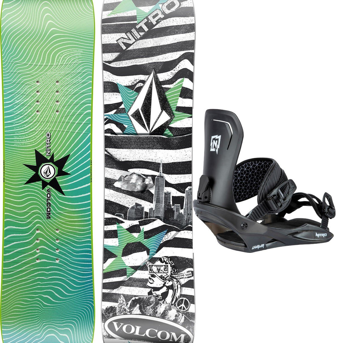 Nitro Ripper x Volcom Snowboard 132 cm with Charger Bindings