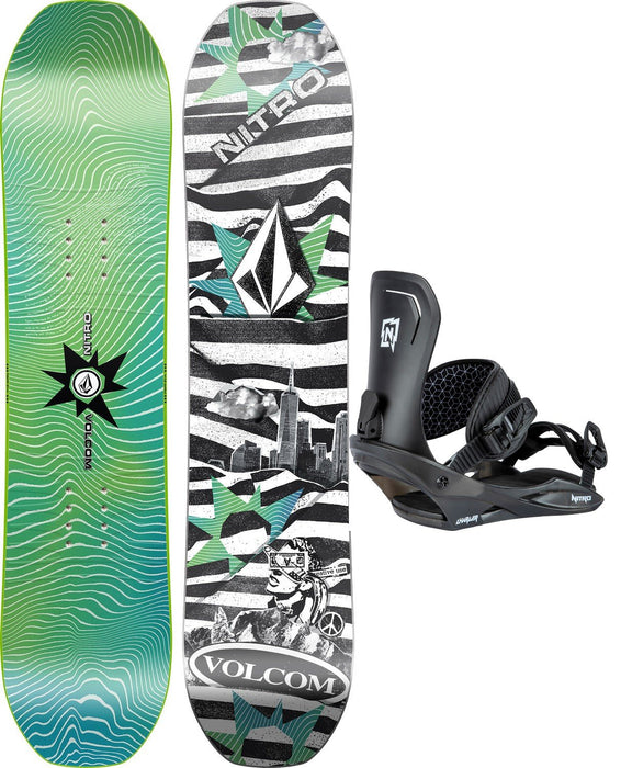 Nitro Ripper x Volcom Snowboard 132 cm with Charger Bindings Medium New 2025