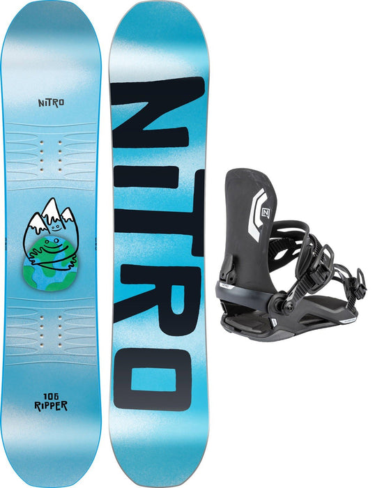 Nitro Ripper Boys Kids Snowboard 106cm with Black Charger Mini Bindings New 2026