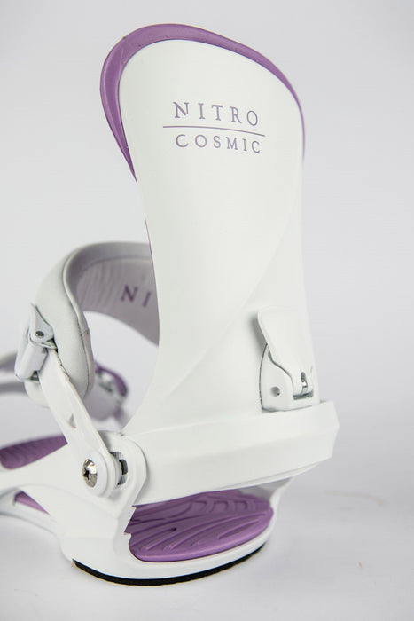 Nitro Cosmic Snowboard Bindings Small/Medium White Lavender Womens US 5.5-10.5