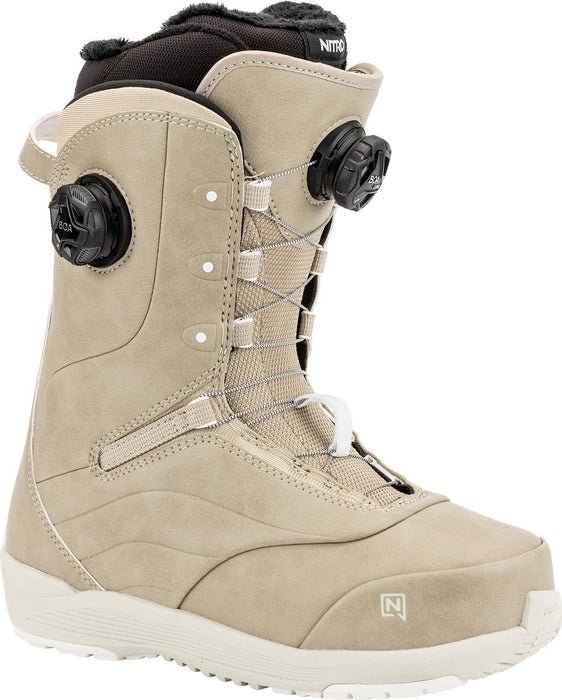 Nitro Crown BOA Snowboard Boots, Women's 7.5 Sand Beige New 2025