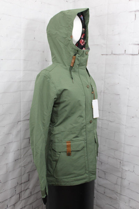 Roxy Andie Parka Snowboard Jacket, Womens' Small, Bronze Green