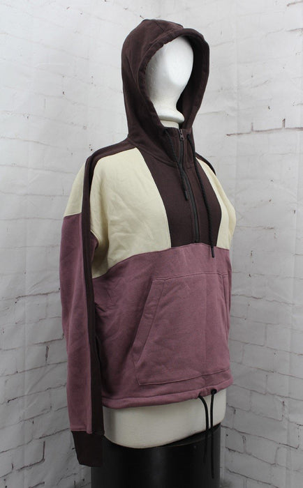 Volcom Women's VLCM Anorak Pullover Fleece Hoodie Extra Small XS Rosewood New