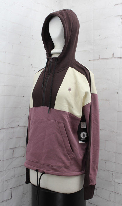 Volcom Women's VLCM Anorak Pullover Fleece Hoodie Extra Small XS Rosewood New