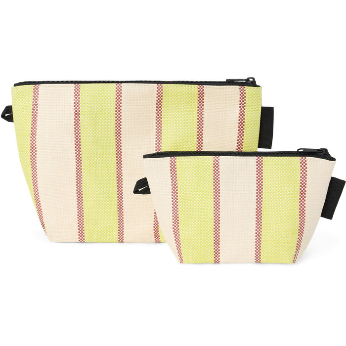 Dakine Beach Pouch Set of 2 Zip Accessory Organizer Bags Green Sheen Stripe New