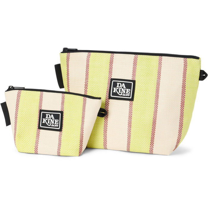 Dakine Beach Pouch Set of 2 Zip Accessory Organizer Bags Green Sheen Stripe New