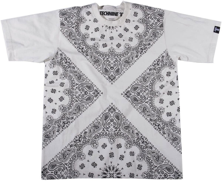 Technine Mens Bandana Short Sleeve T-Shirt XL White New