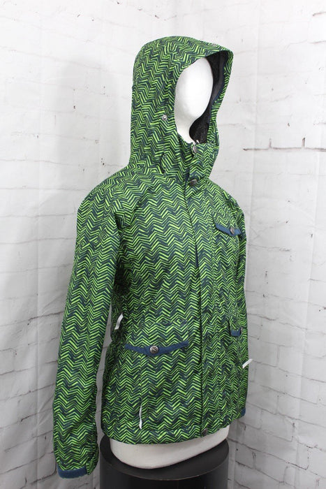 Bonfire Madison Insulated Snow Jacket, Womens Medium, Super Sour / Green Chevron